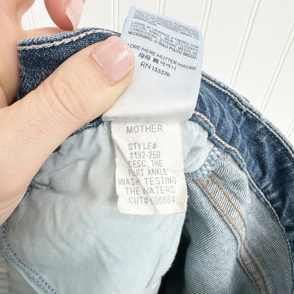 Mother Superior The Flirt Ankle Distressed Slim Jeans Blue Denim Womens 28 - Picture 11 of 13